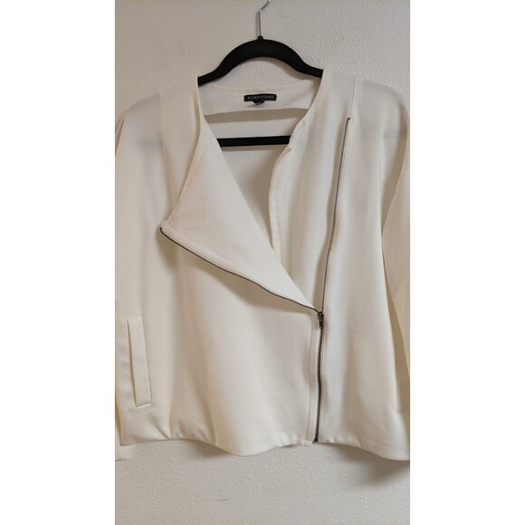 Wmn's EILEEN FISHER Full- Zip Ivory Moto Jacket w/ Side Pockets Small EXCELLENT! - Picture 13 of 15
